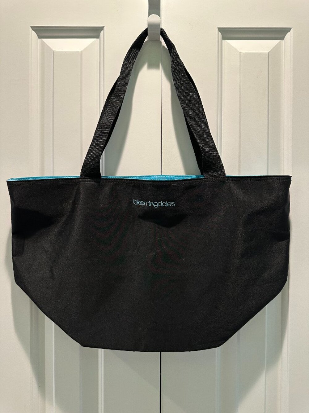 Bloomingdaleβs by Primologo Large Black Nylon Polka Dot Interior Tote Bag